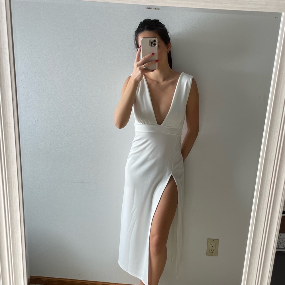 Nasty Gal white midi dress